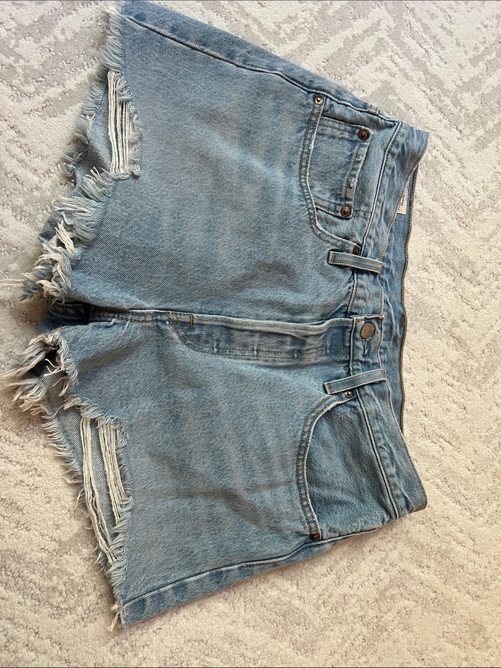 Levi's Light Blue Distressed Denim Cutoff Shorts